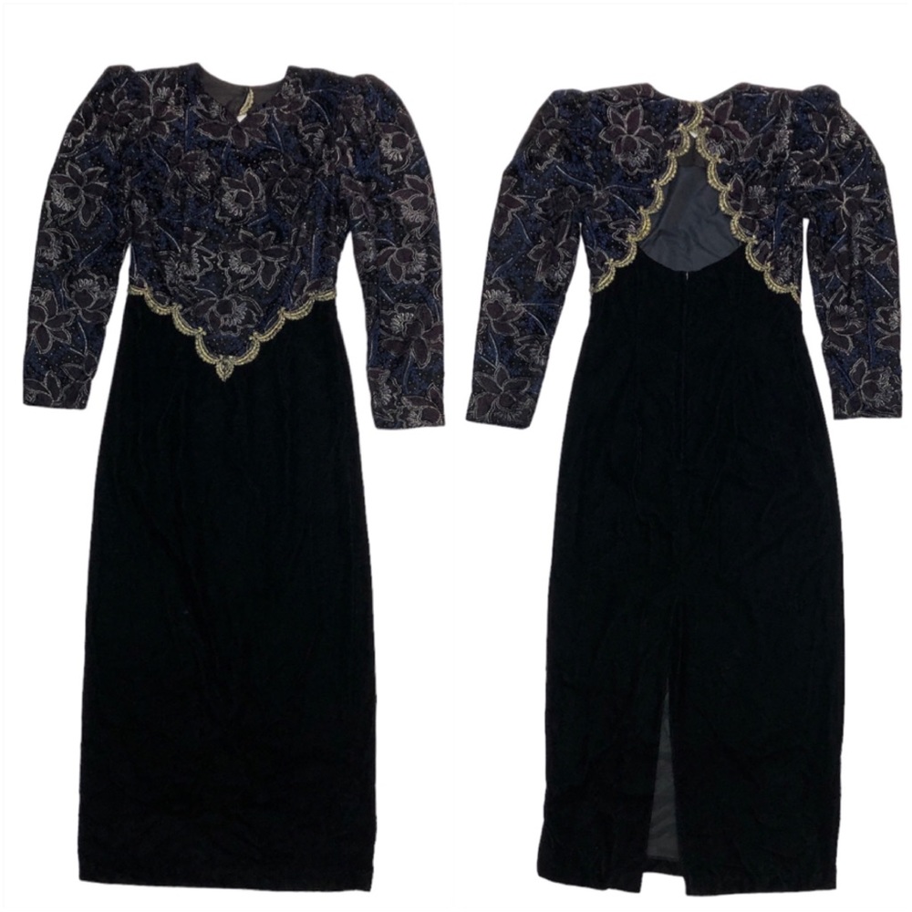 Vintage Scott McClintock 90s Velvet Prom Formal Long Dress 4